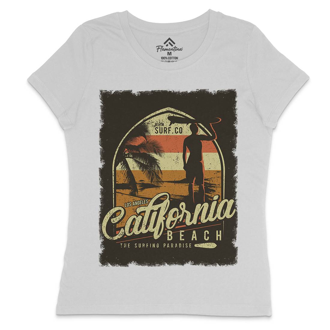 California Beach Womens Crew Neck T-Shirt Holiday D017