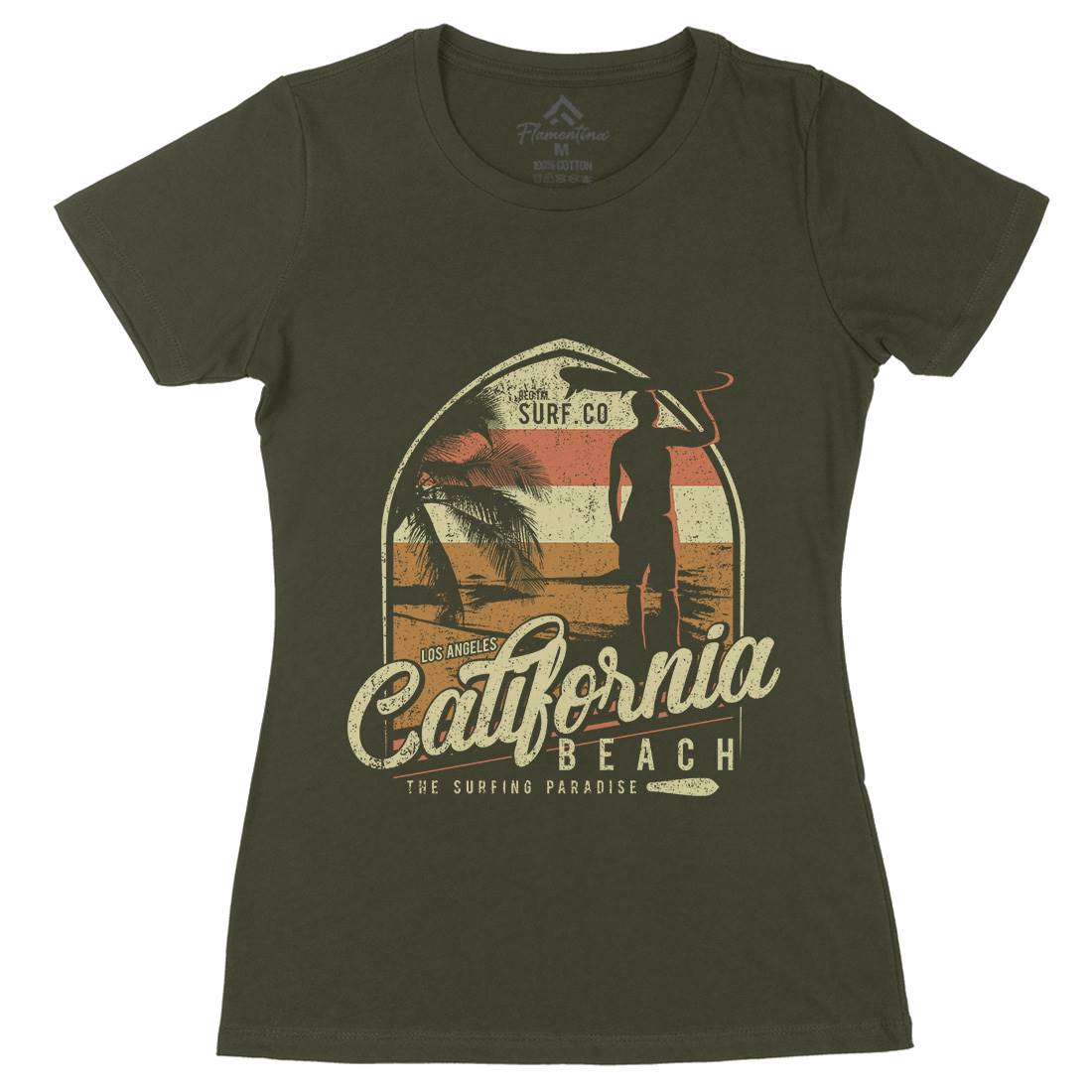California Beach Womens Organic Crew Neck T-Shirt Holiday D017