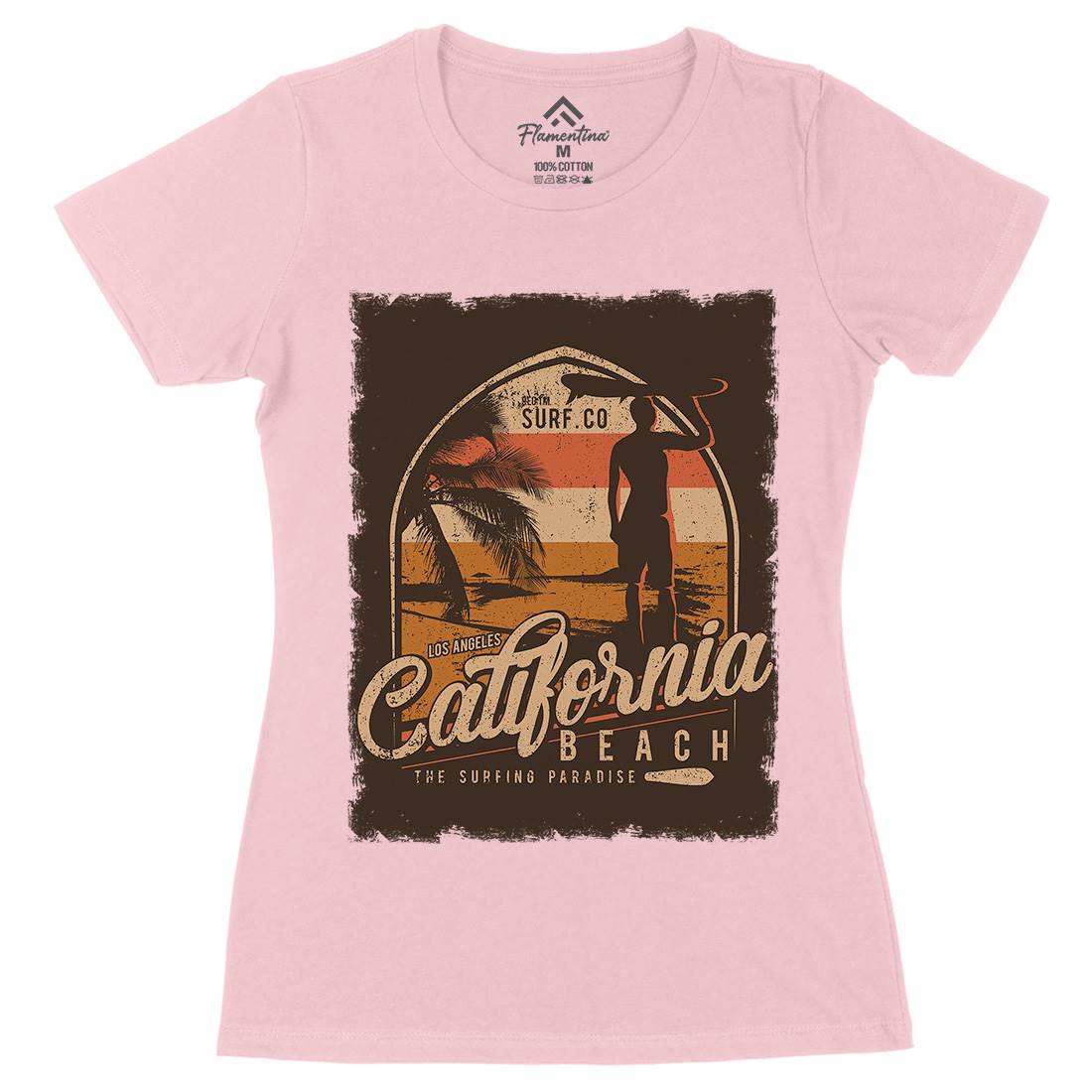 California Beach Womens Organic Crew Neck T-Shirt Holiday D017