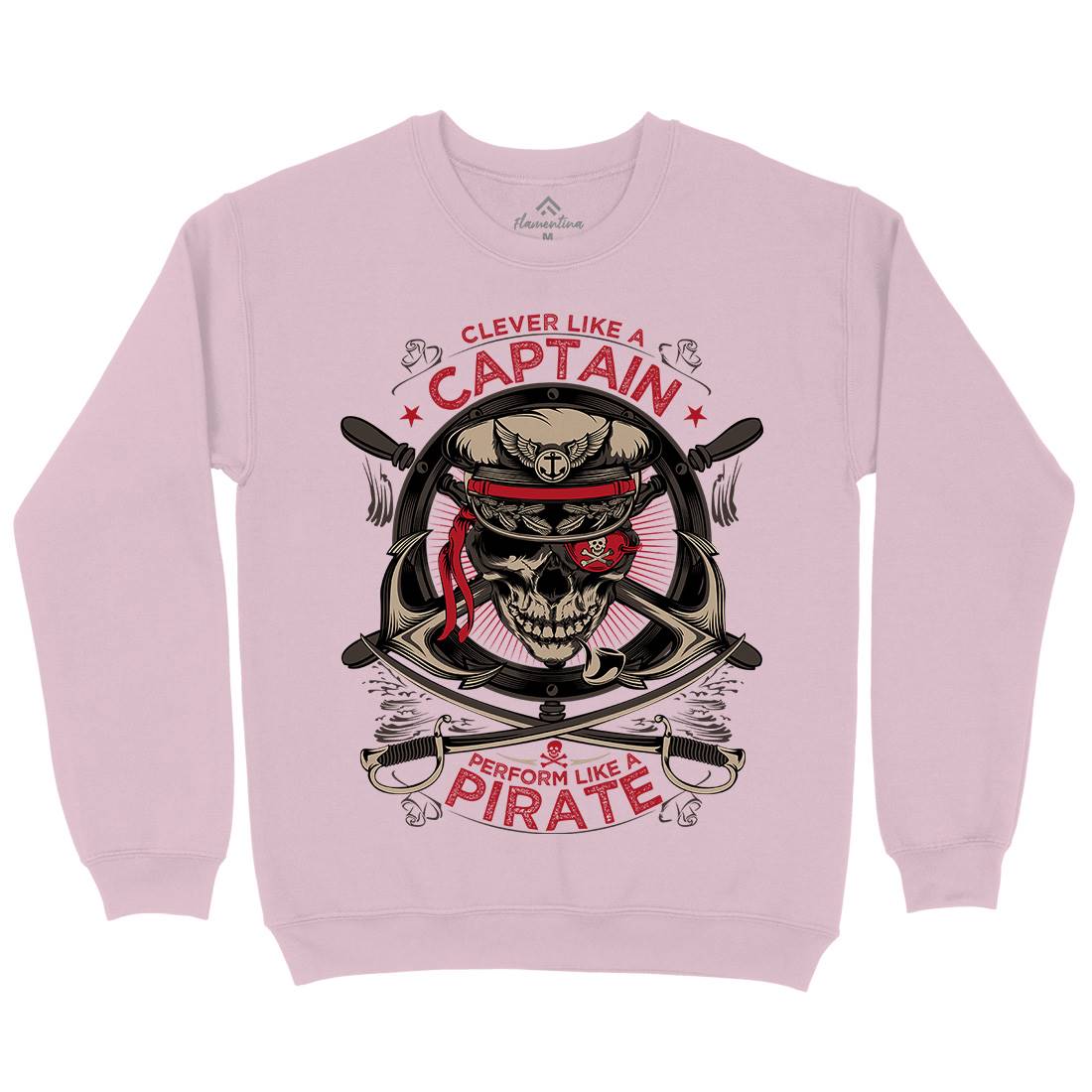 Captain Pirate Kids Crew Neck Sweatshirt Navy D018