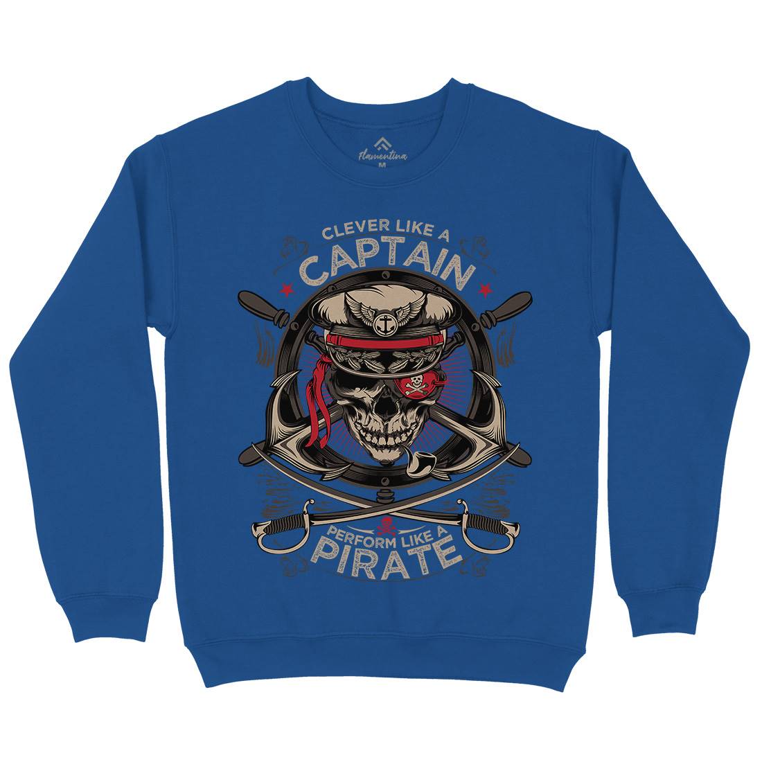 Captain Pirate Kids Crew Neck Sweatshirt Navy D018