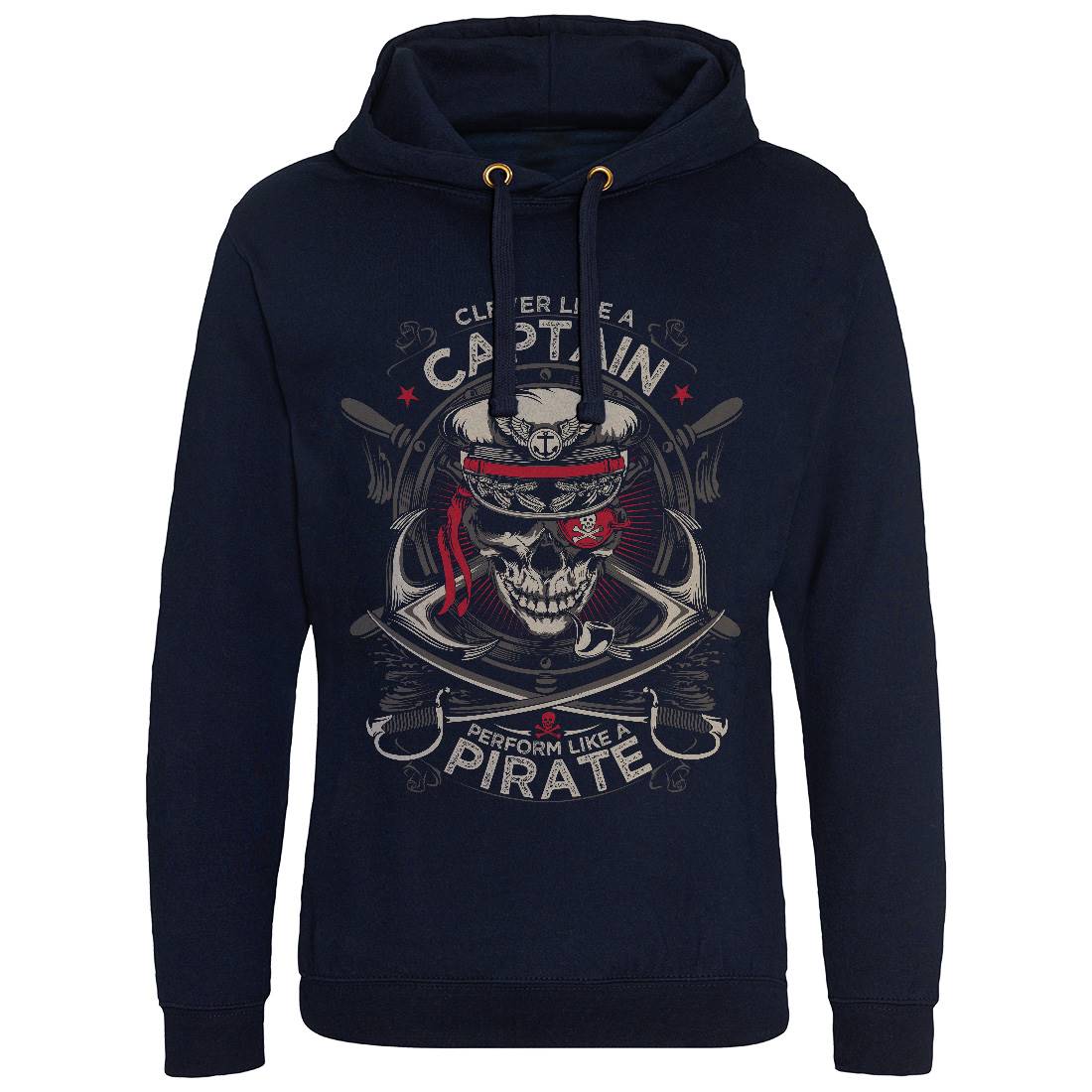 Captain Pirate Mens Hoodie Without Pocket Navy D018