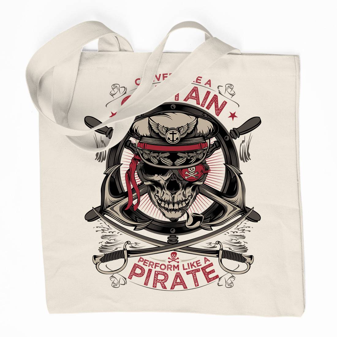 Captain Pirate Organic Premium Cotton Tote Bag Navy D018