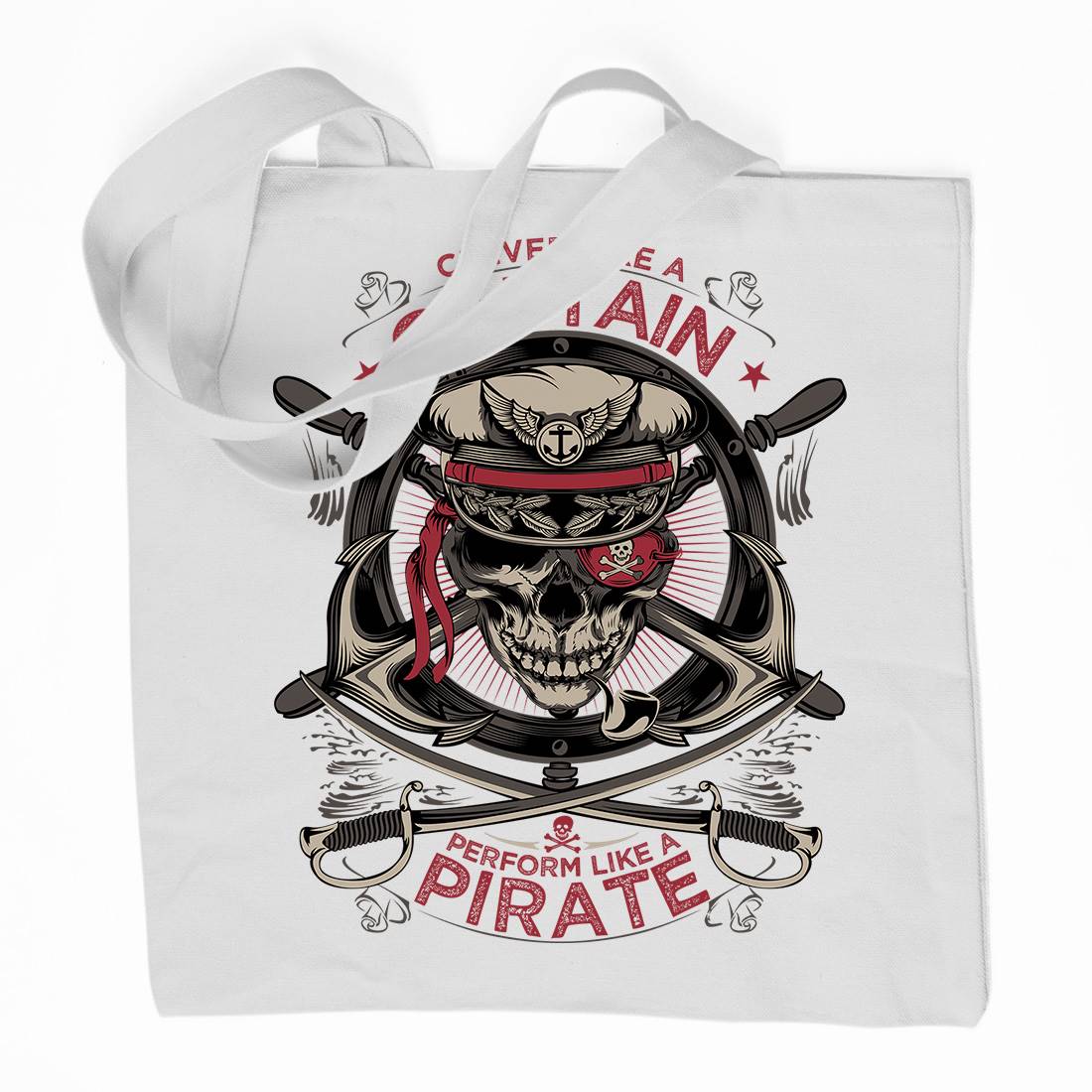 Captain Pirate Organic Premium Cotton Tote Bag Navy D018