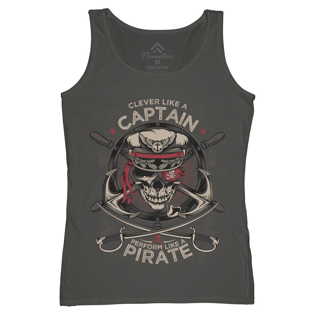 Captain Pirate Womens Organic Tank Top Vest Navy D018
