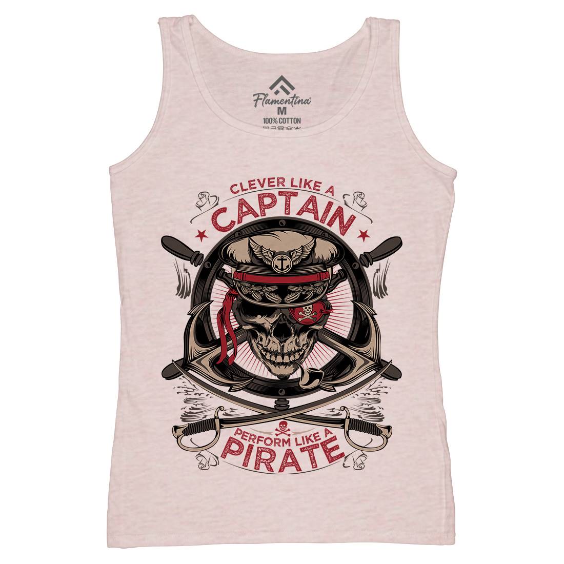 Captain Pirate Womens Organic Tank Top Vest Navy D018