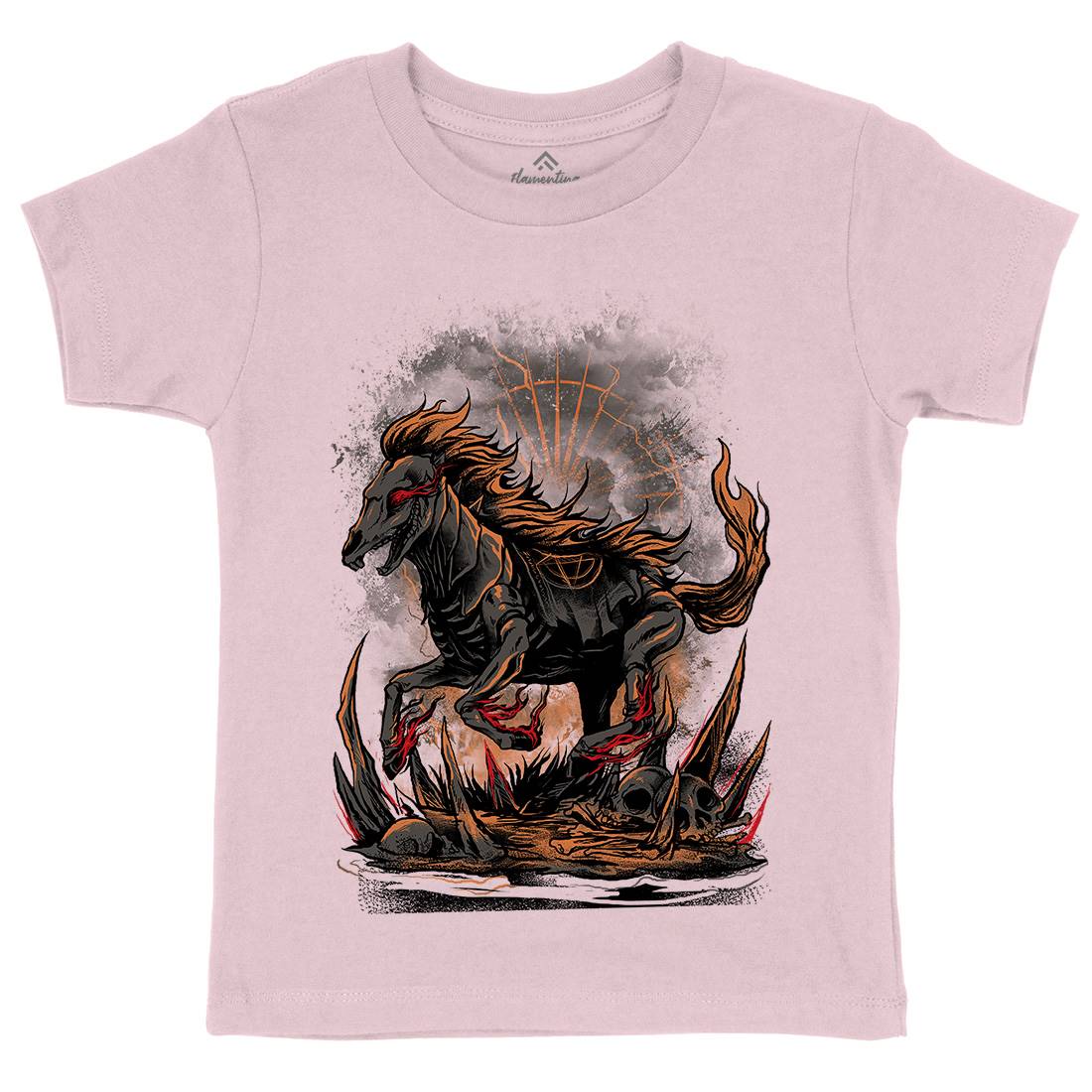 Cursed Horse Kids Crew Neck T-Shirt Horror D019