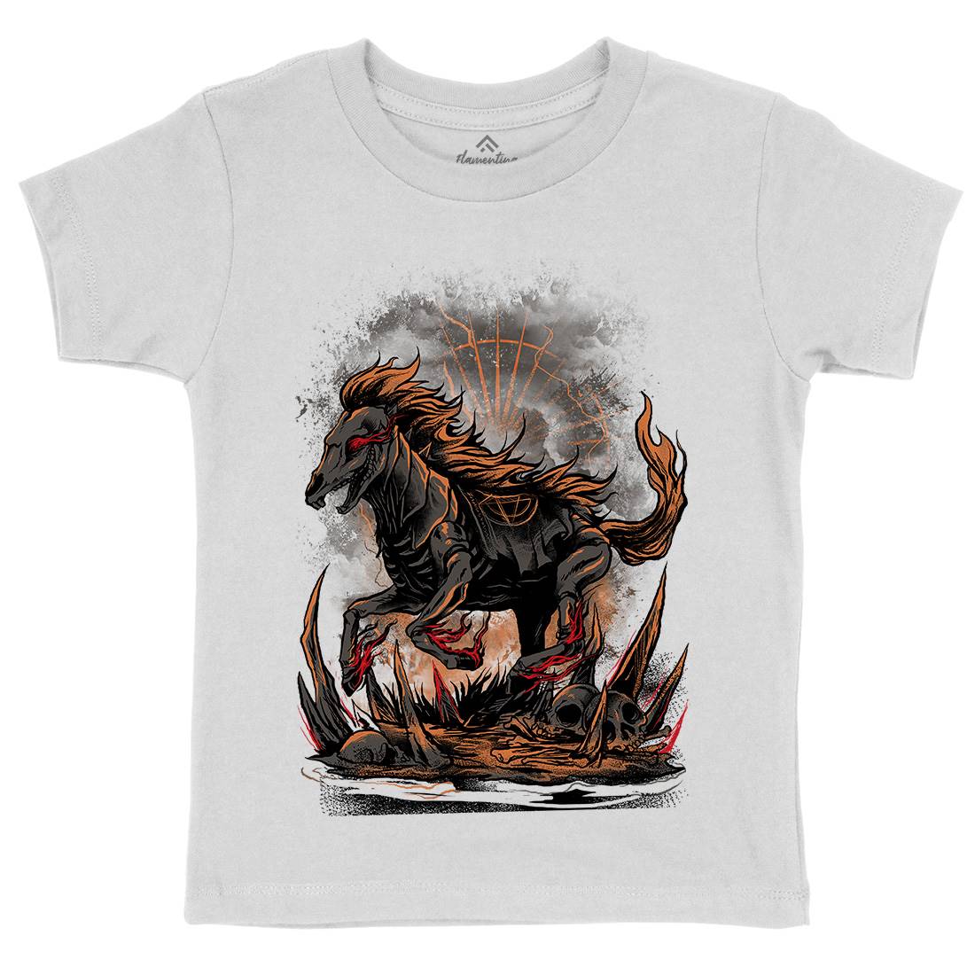Cursed Horse Kids Crew Neck T-Shirt Horror D019