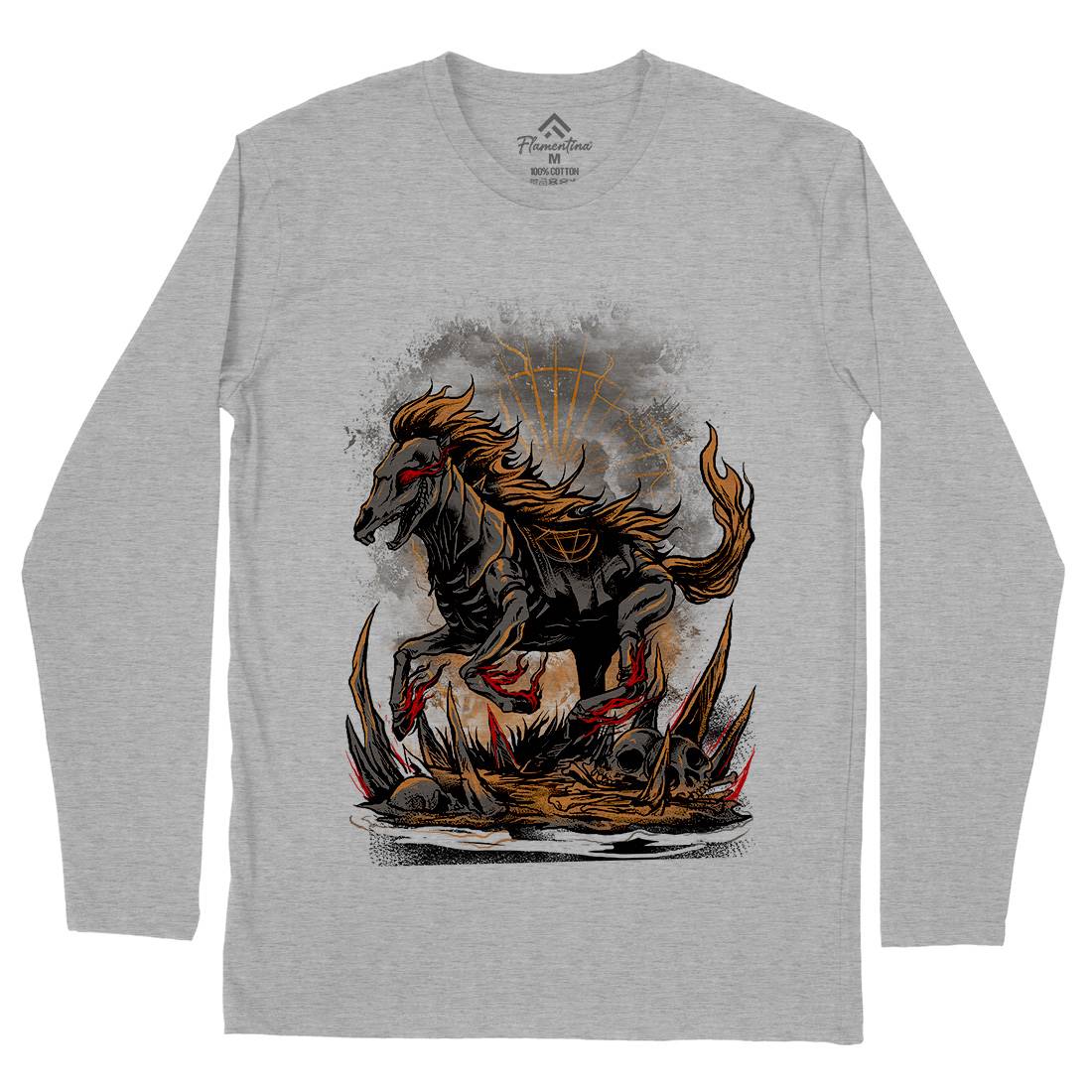 Cursed Horse Mens Long Sleeve T-Shirt Horror D019