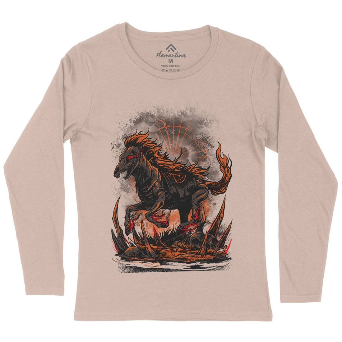 Cursed Horse Womens Long Sleeve T-Shirt Horror D019