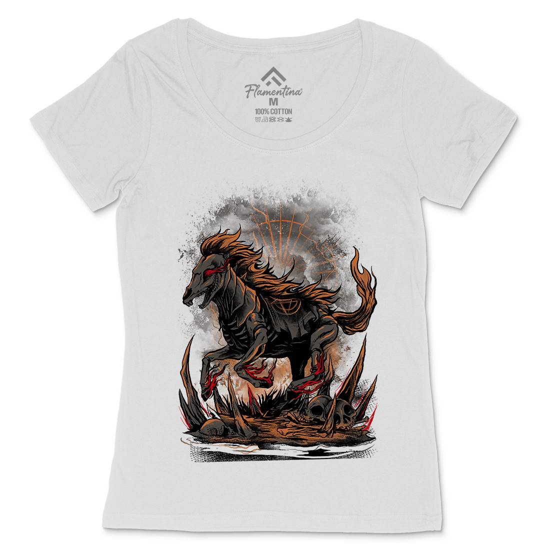 Cursed Horse Womens Scoop Neck T-Shirt Horror D019