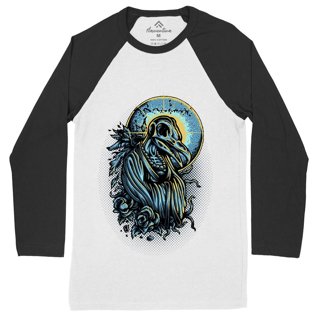 Death Crow Mens Long Sleeve Baseball T-Shirt Horror D022