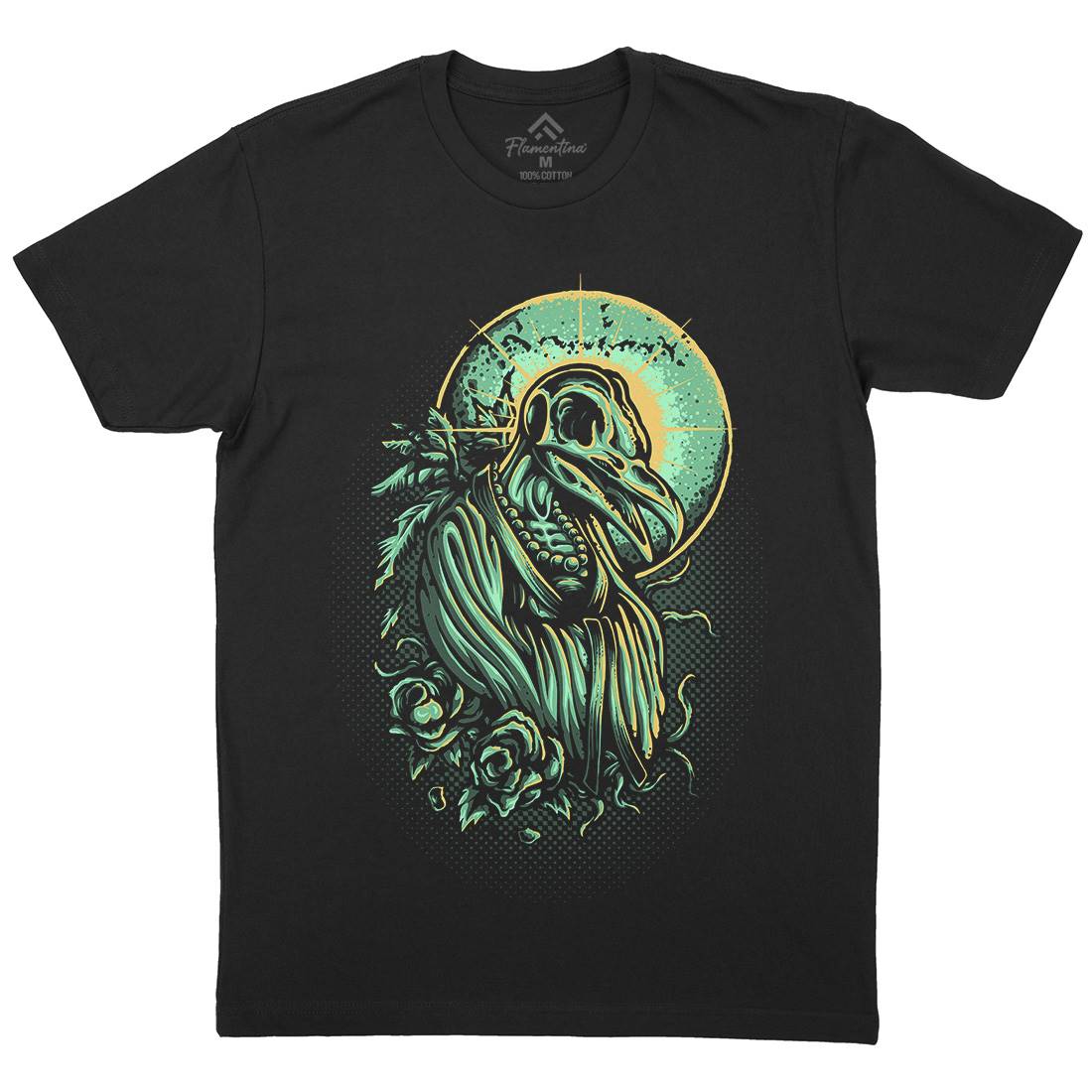 Death Crow Mens Organic Crew Neck T-Shirt Horror D022