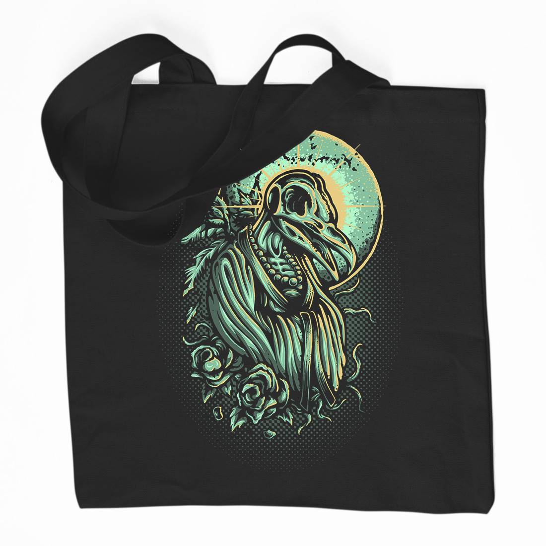 Death Crow Organic Premium Cotton Tote Bag Horror D022