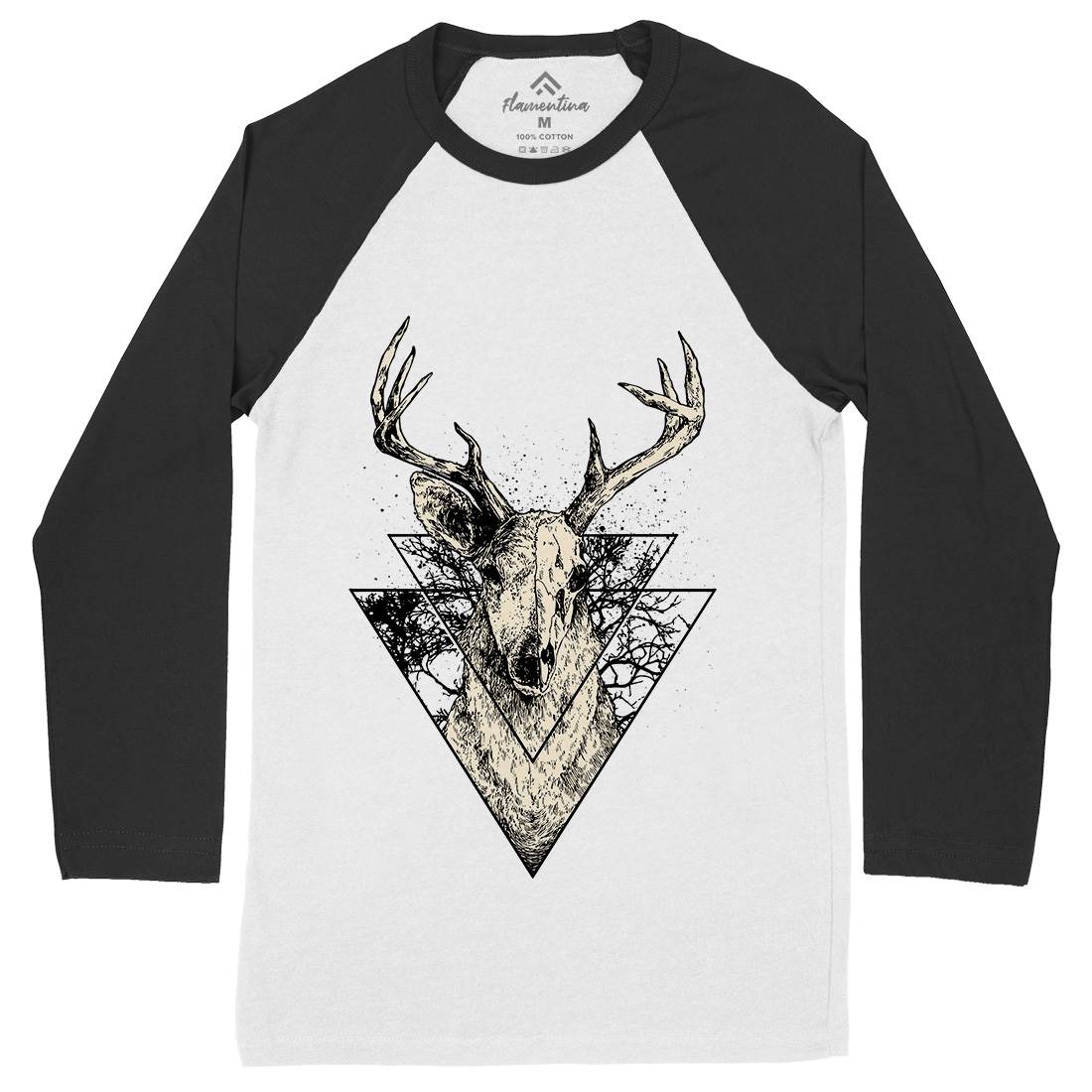 Deer Mens Long Sleeve Baseball T-Shirt Animals D023