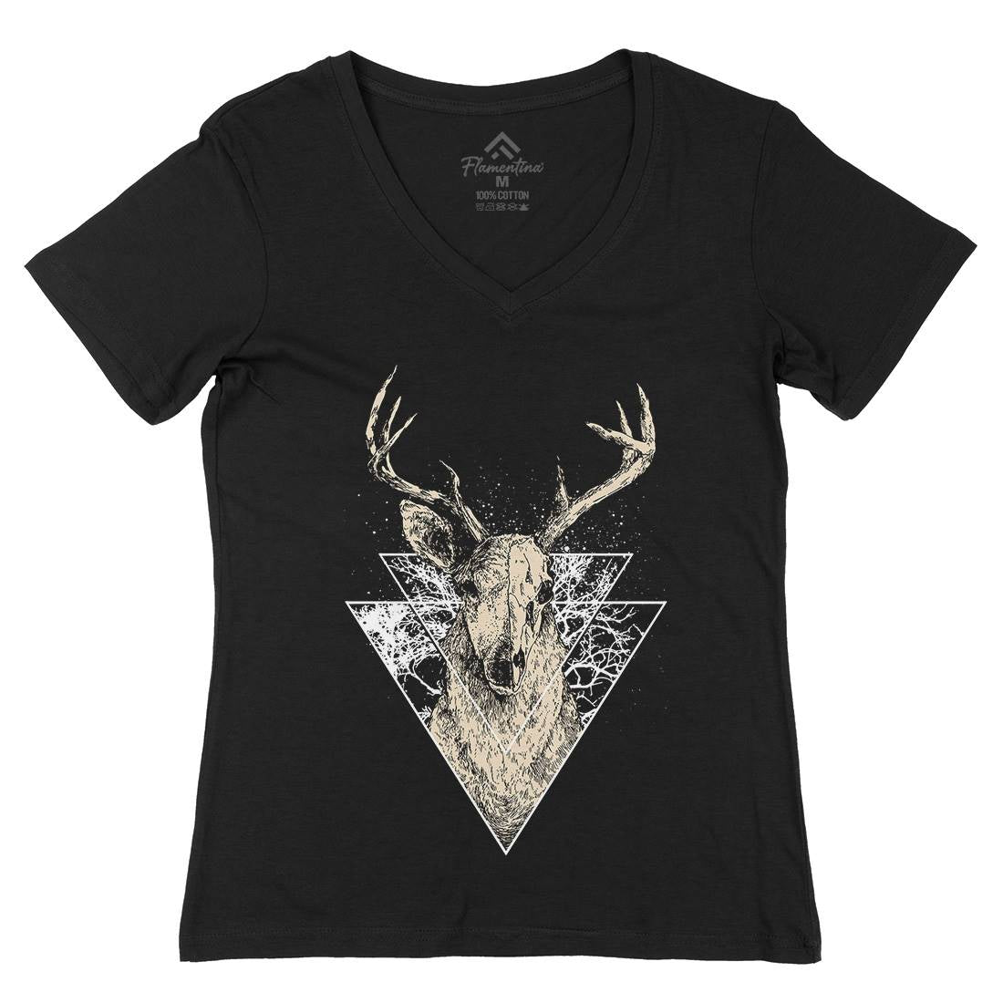 Deer Womens Organic V-Neck T-Shirt Animals D023