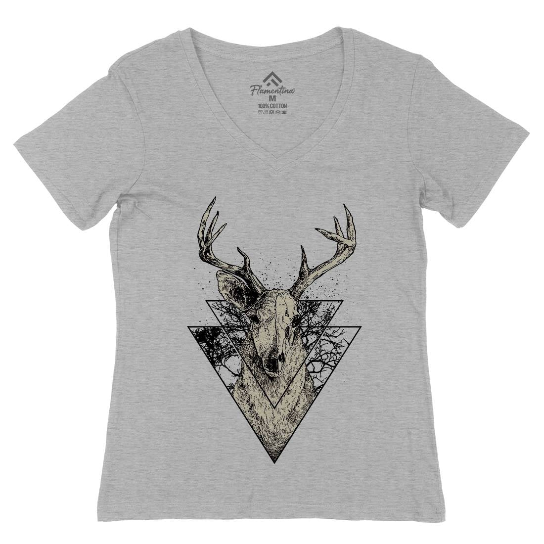 Deer Womens Organic V-Neck T-Shirt Animals D023