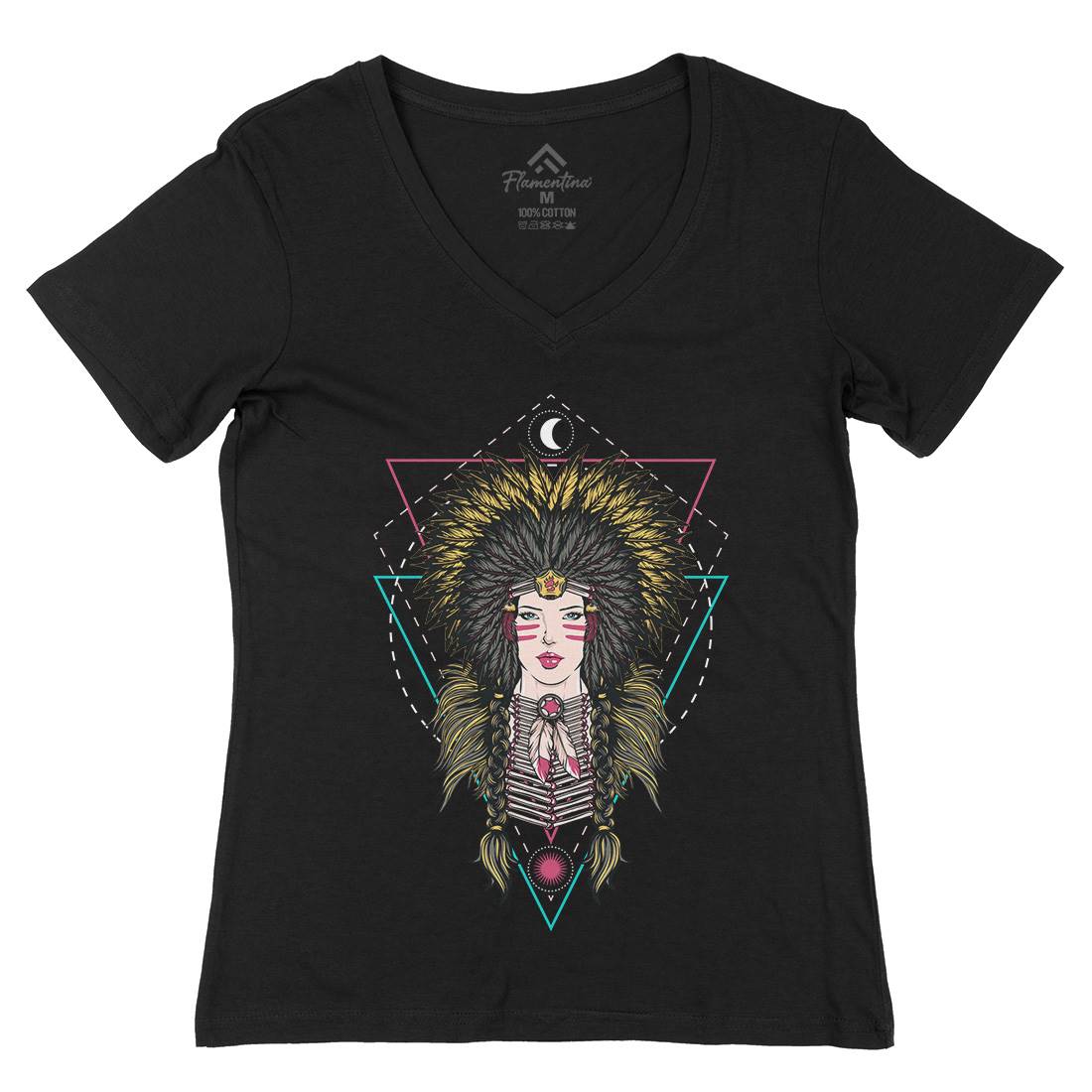 Desert Queen Womens Organic V-Neck T-Shirt Art D024