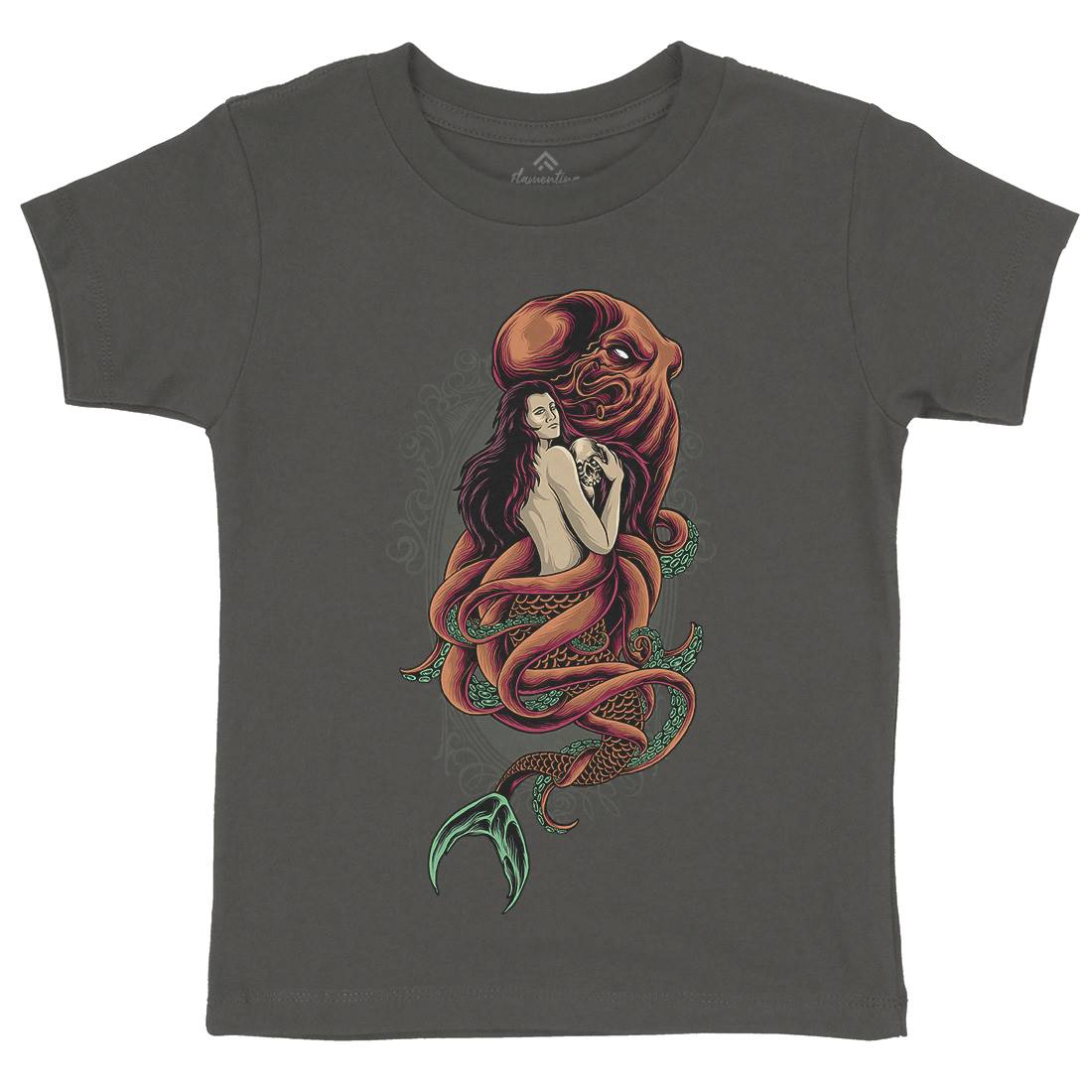 Devil Mermaid Kids Organic Crew Neck T-Shirt Navy D025
