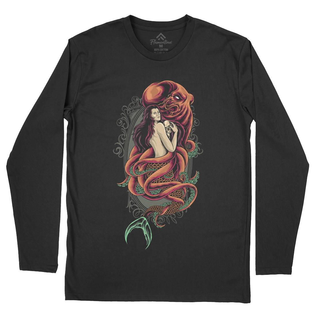 Devil Mermaid Mens Long Sleeve T-Shirt Navy D025
