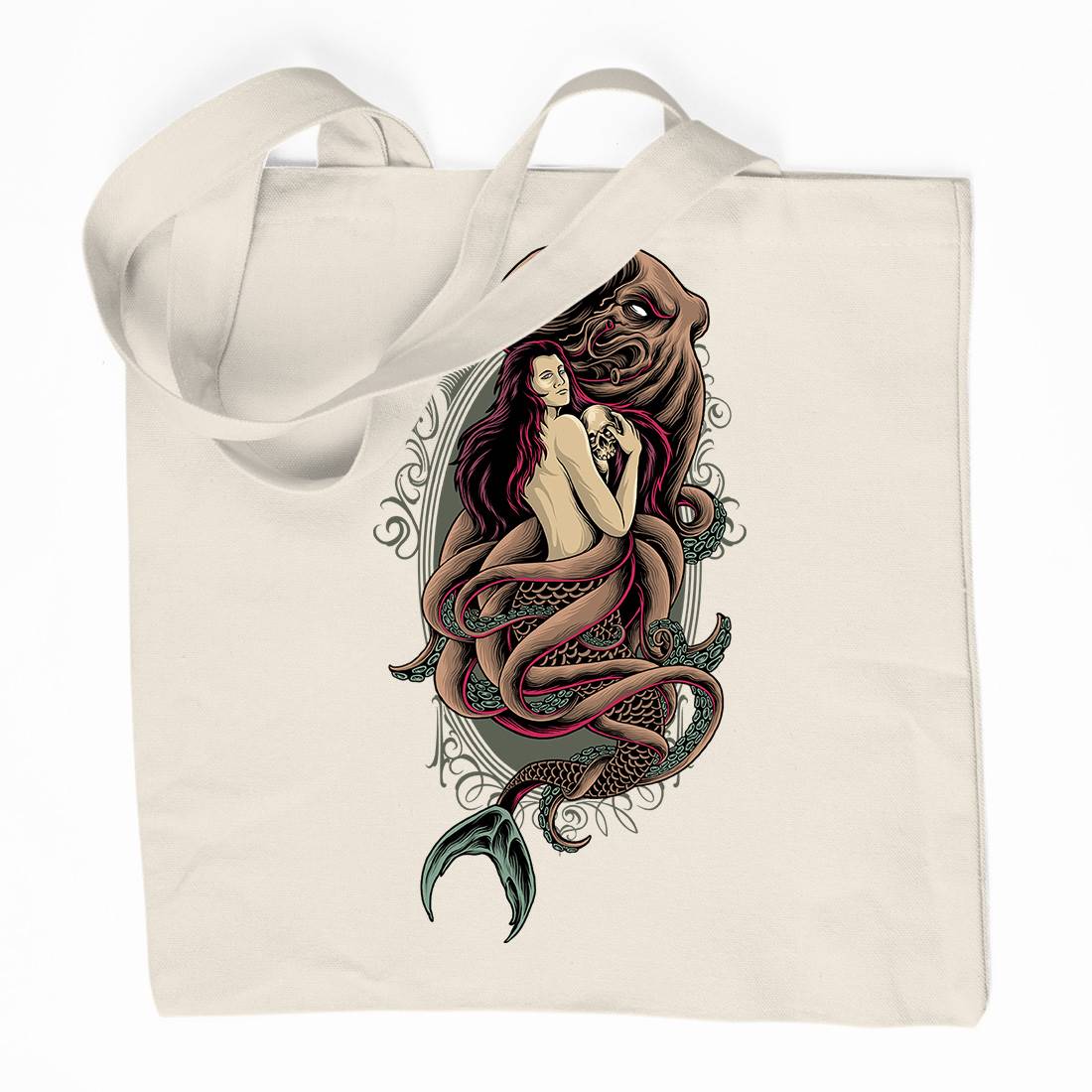 Devil Mermaid Organic Premium Cotton Tote Bag Navy D025