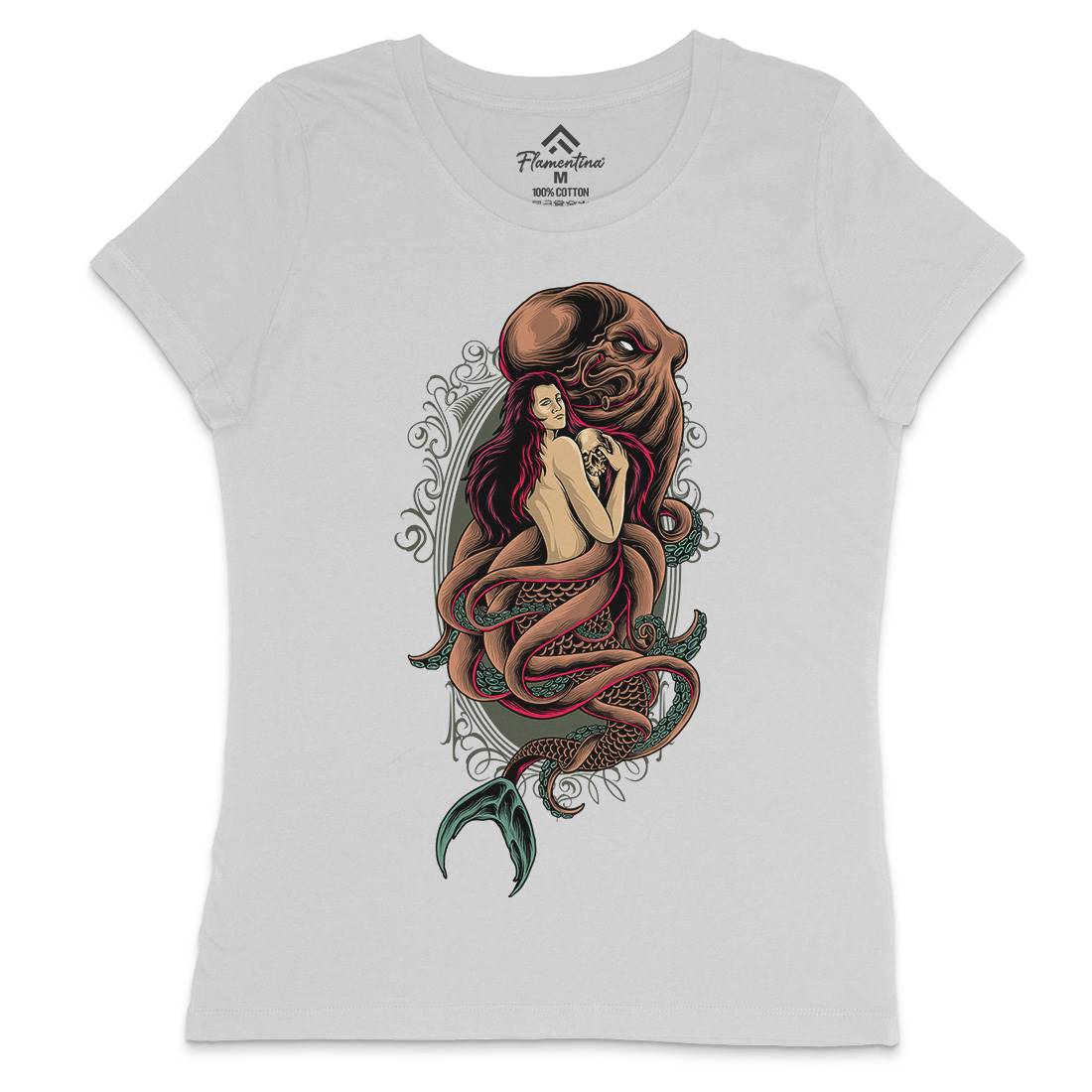 Devil Mermaid Womens Crew Neck T-Shirt Navy D025
