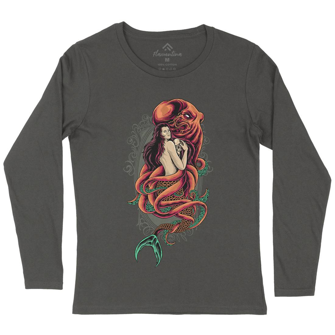 Devil Mermaid Womens Long Sleeve T-Shirt Navy D025