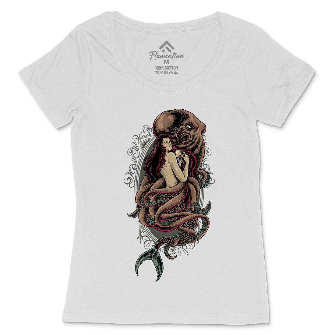 Devil Mermaid Womens Scoop Neck T-Shirt Navy D025