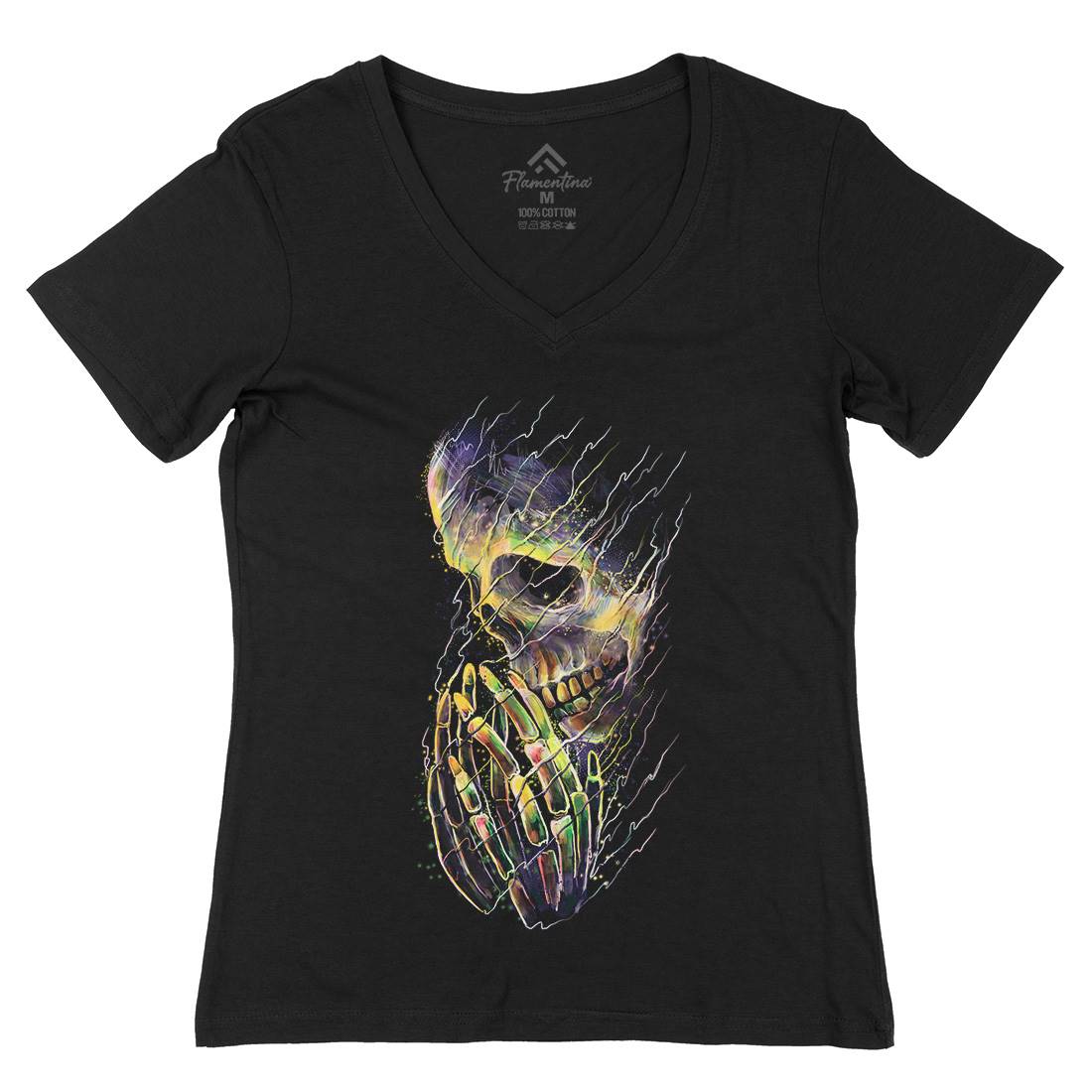 Dying Womens Organic V-Neck T-Shirt Art D026