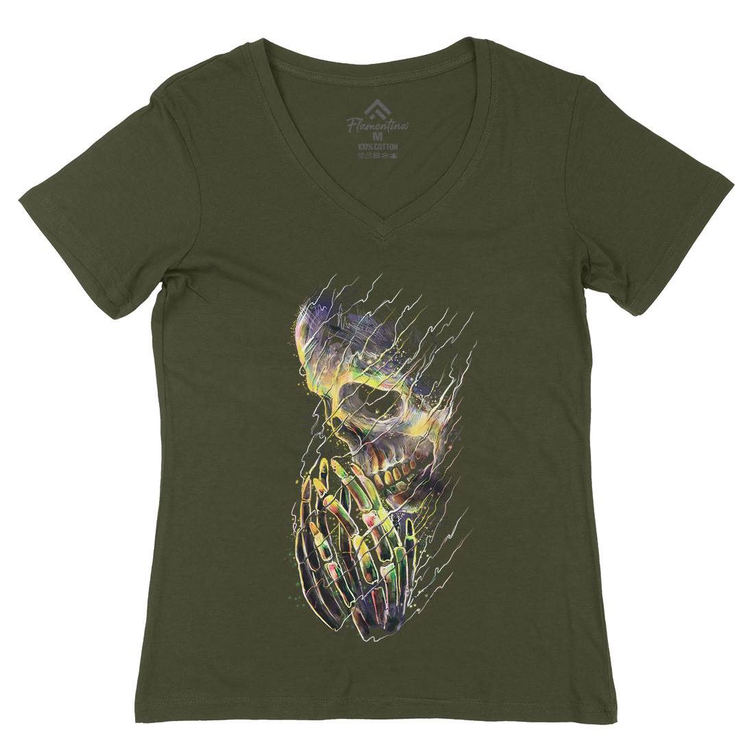 Dying Womens Organic V-Neck T-Shirt Art D026