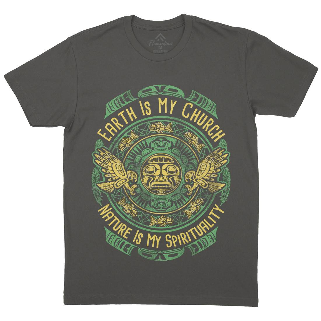 Earth Is My Church Mens Organic Crew Neck T-Shirt American D027