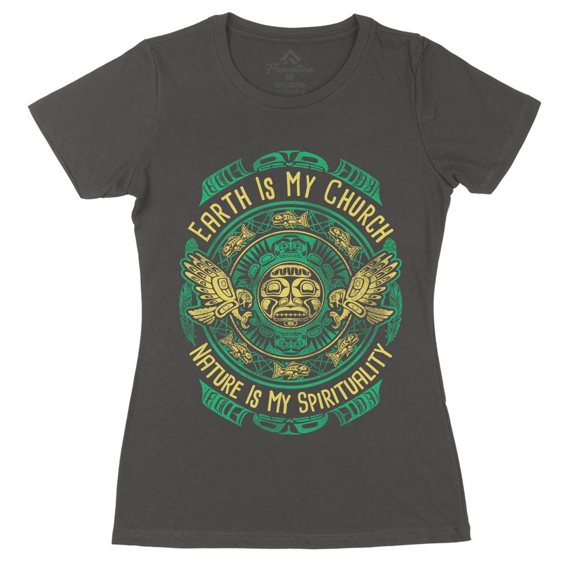 Earth Is My Church Womens Organic Crew Neck T-Shirt American D027