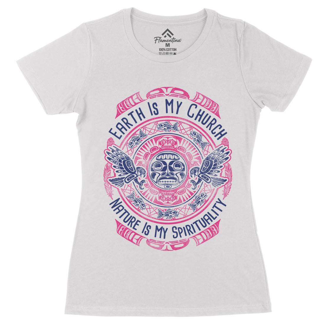 Earth Is My Church Womens Organic Crew Neck T-Shirt American D027