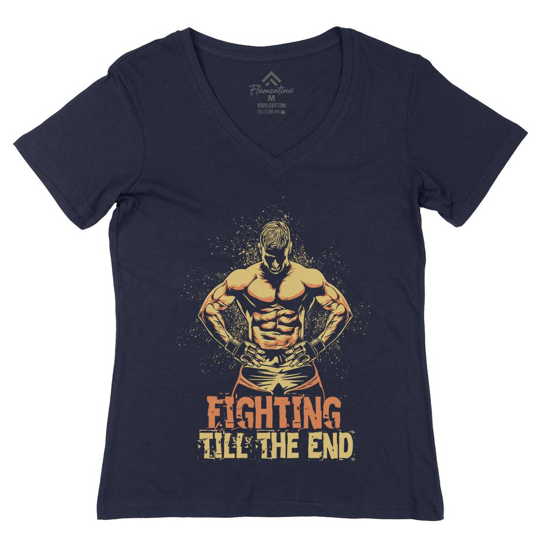 Fighter Womens Organic V-Neck T-Shirt Gym D029