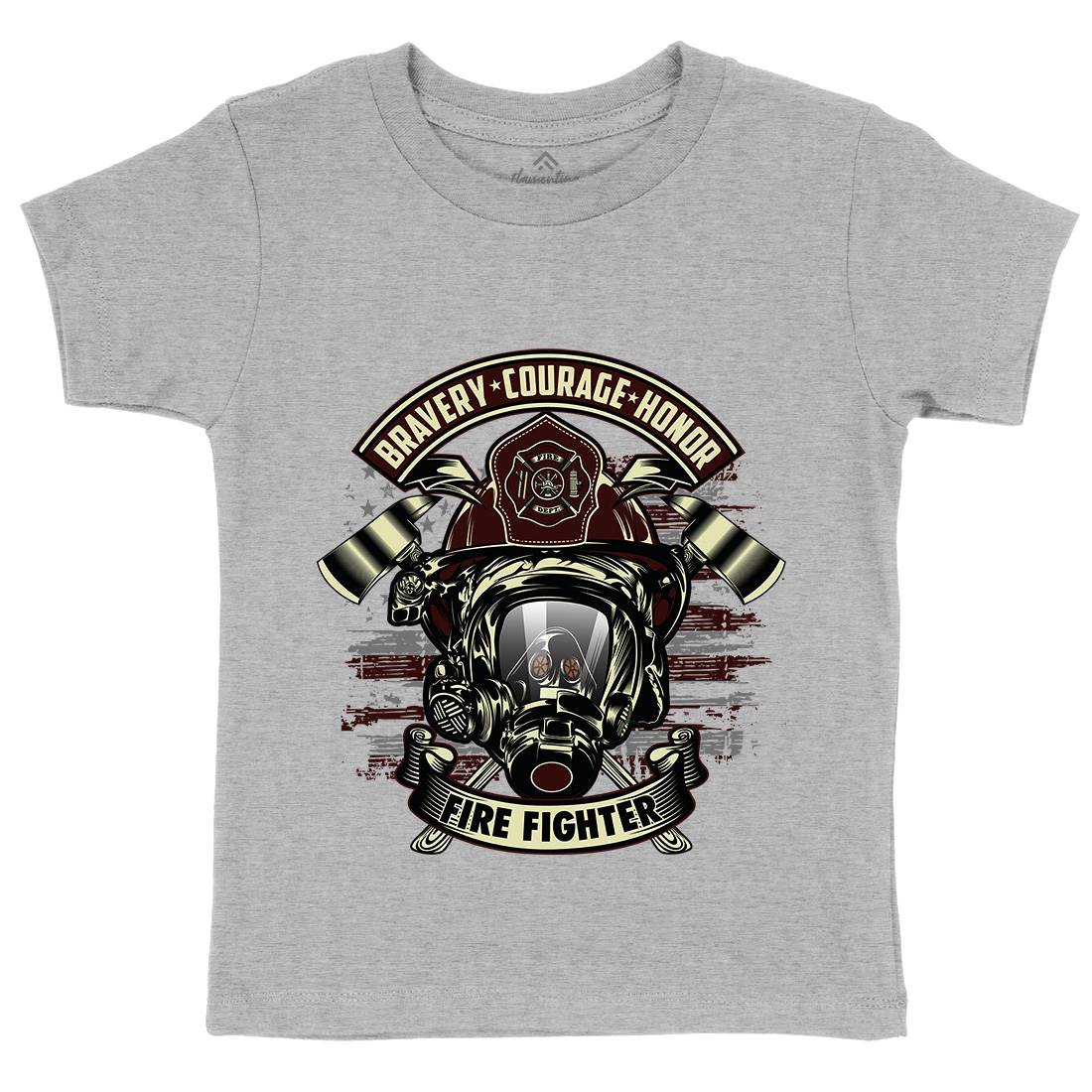 Fire Fighter Kids Organic Crew Neck T-Shirt Firefighters D030