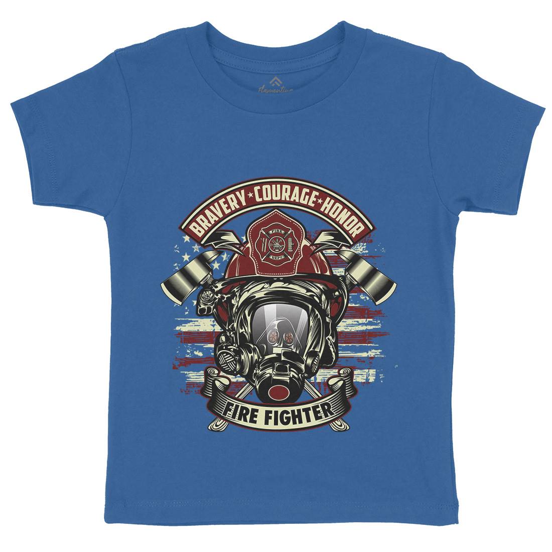 Fire Fighter Kids Crew Neck T-Shirt Firefighters D030