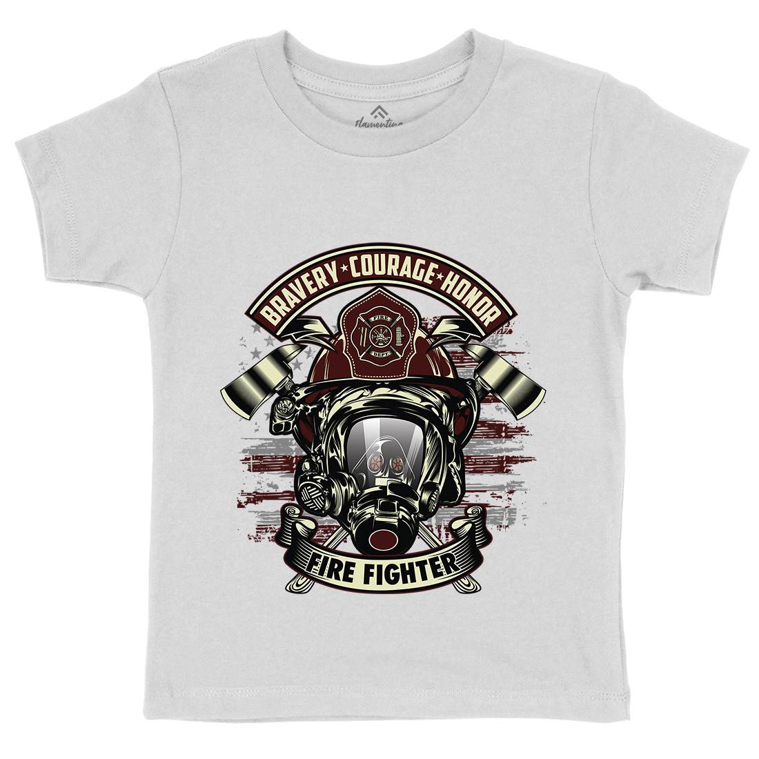 Fire Fighter Kids Organic Crew Neck T-Shirt Firefighters D030