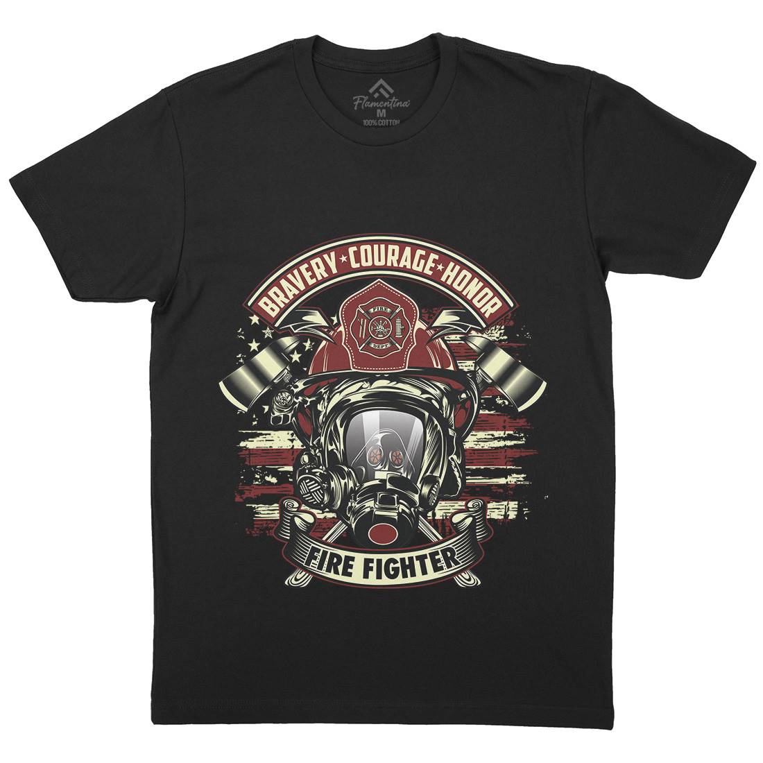 Fire Fighter Mens Organic Crew Neck T-Shirt Firefighters D030