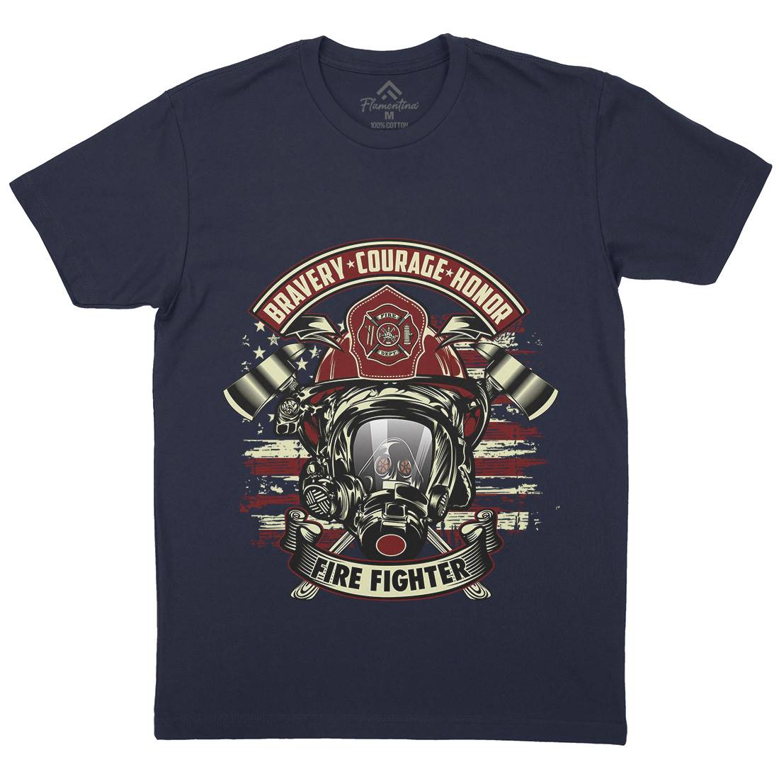 Fire Fighter Mens Crew Neck T-Shirt Firefighters D030