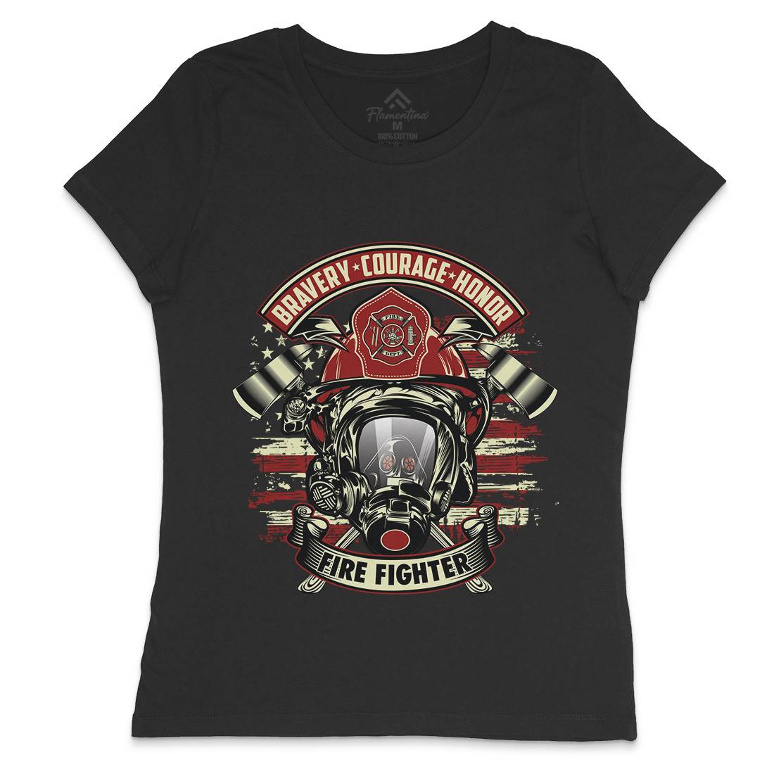 Fire Fighter Womens Crew Neck T-Shirt Firefighters D030