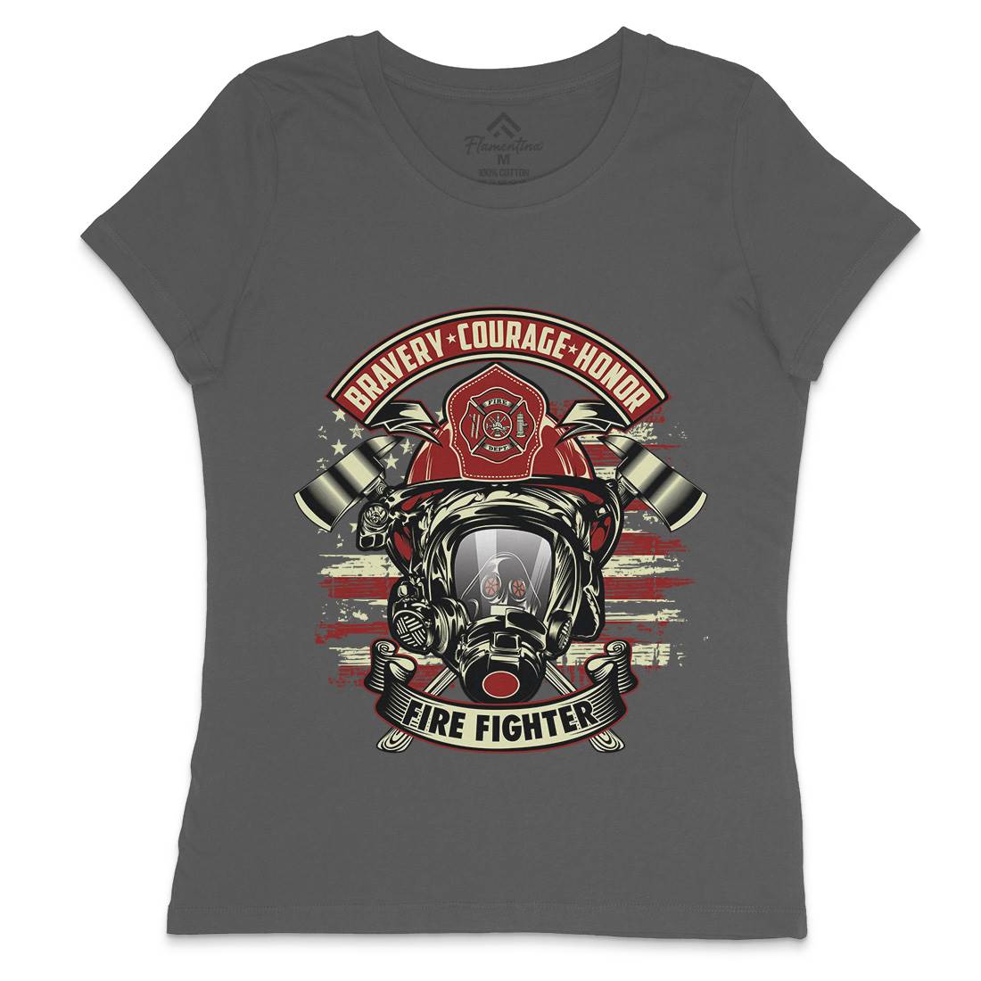 Fire Fighter Womens Crew Neck T-Shirt Firefighters D030