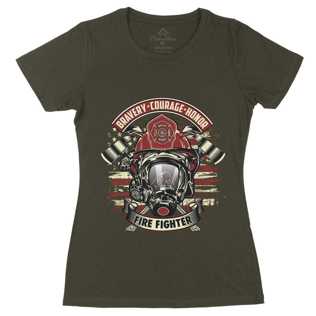 Fire Fighter Womens Organic Crew Neck T-Shirt Firefighters D030