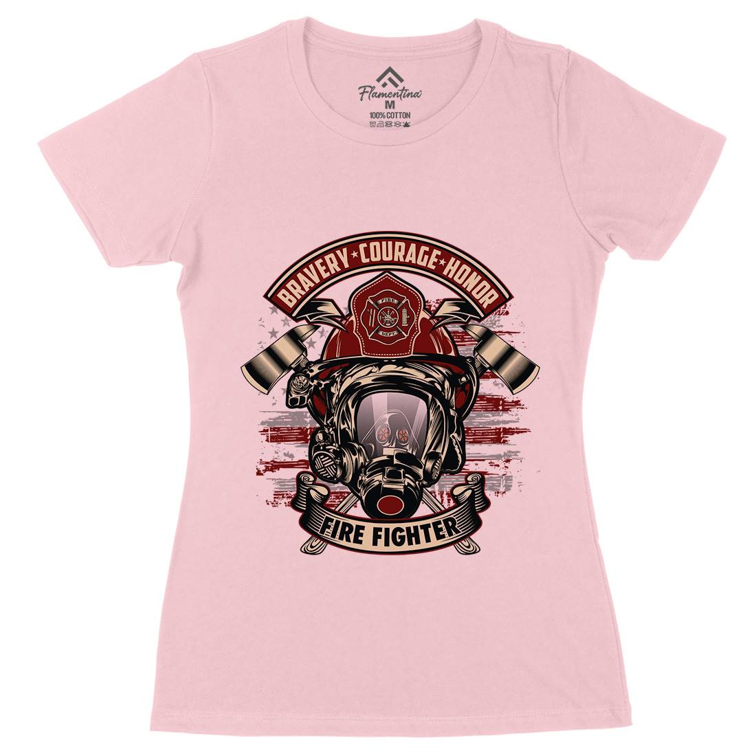 Fire Fighter Womens Organic Crew Neck T-Shirt Firefighters D030