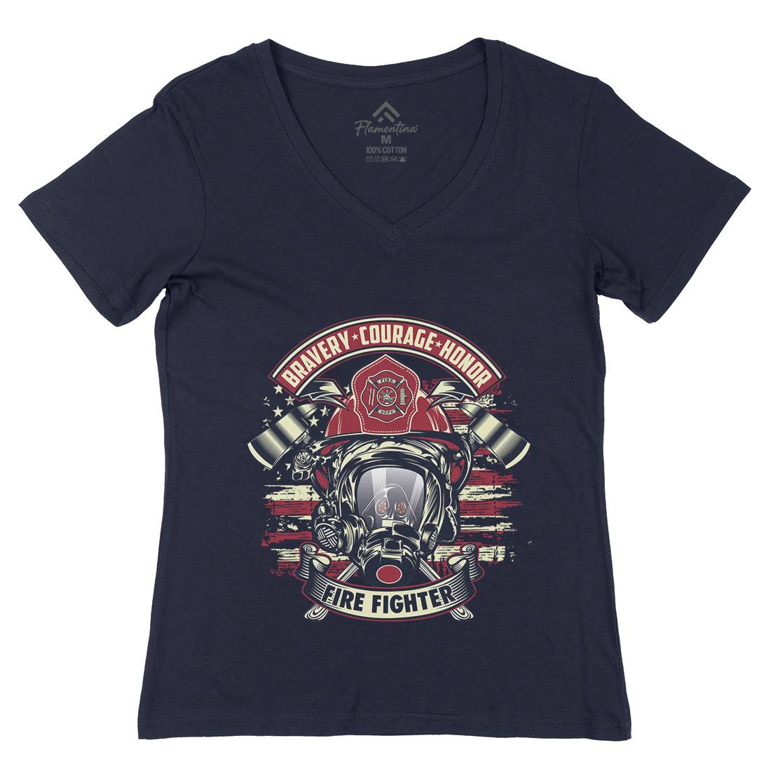 Fire Fighter Womens Organic V-Neck T-Shirt Firefighters D030