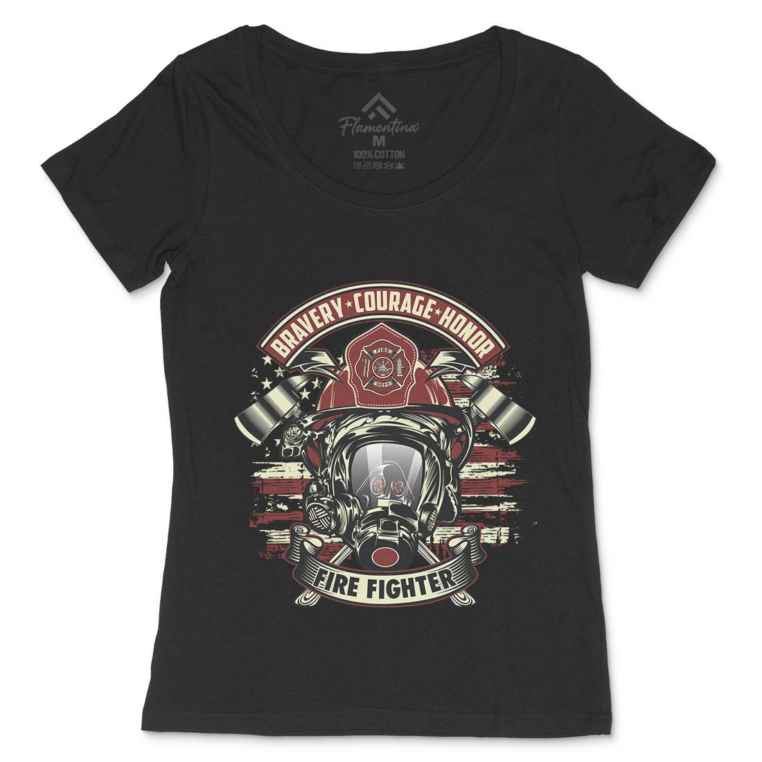 Fire Fighter Womens Scoop Neck T-Shirt Firefighters D030
