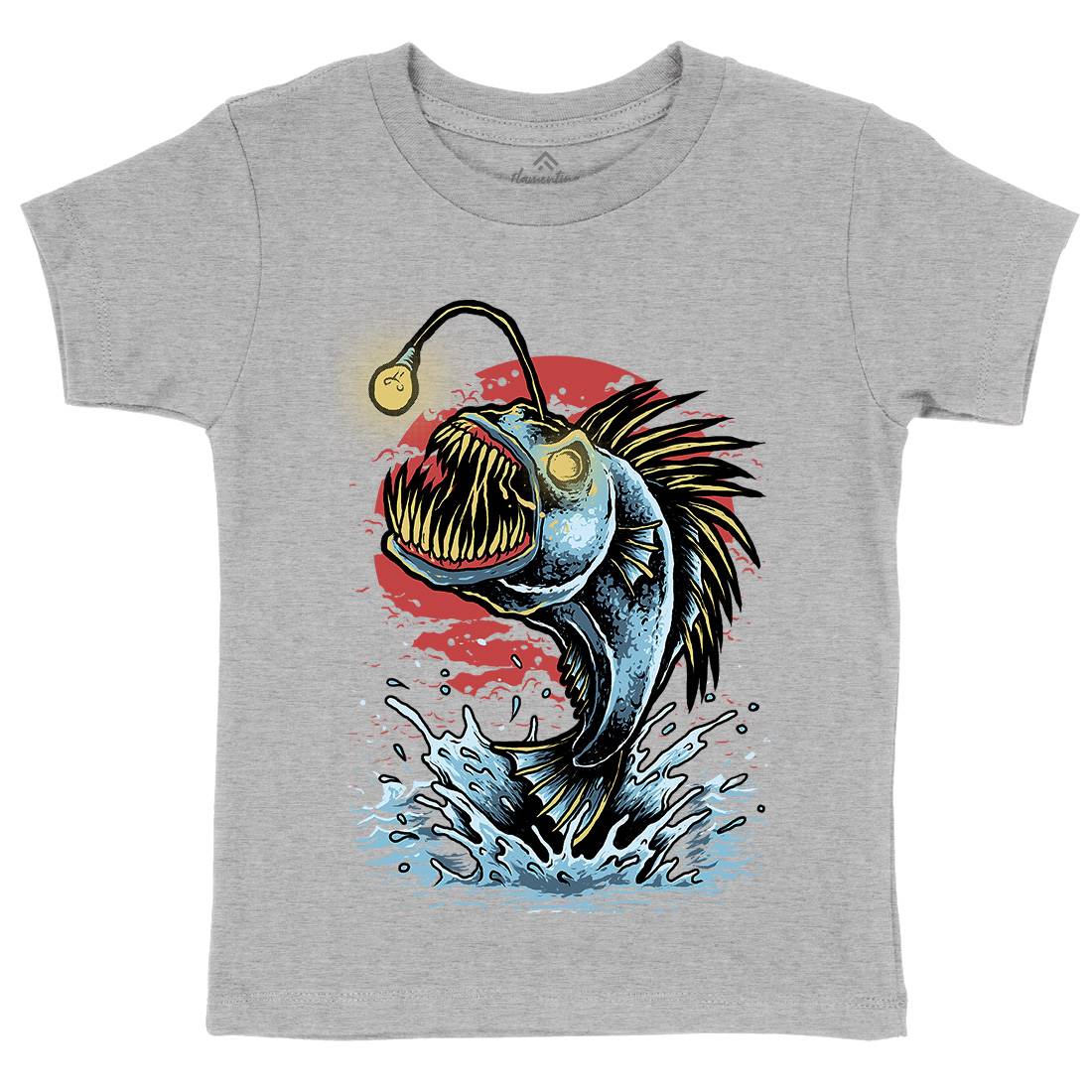 Fish Monster Kids Crew Neck T-Shirt Horror D031