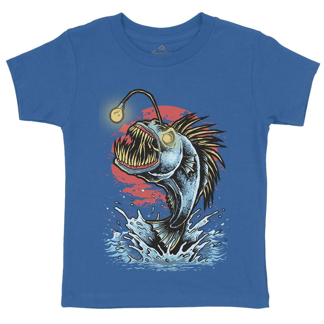 Fish Monster Kids Crew Neck T-Shirt Horror D031