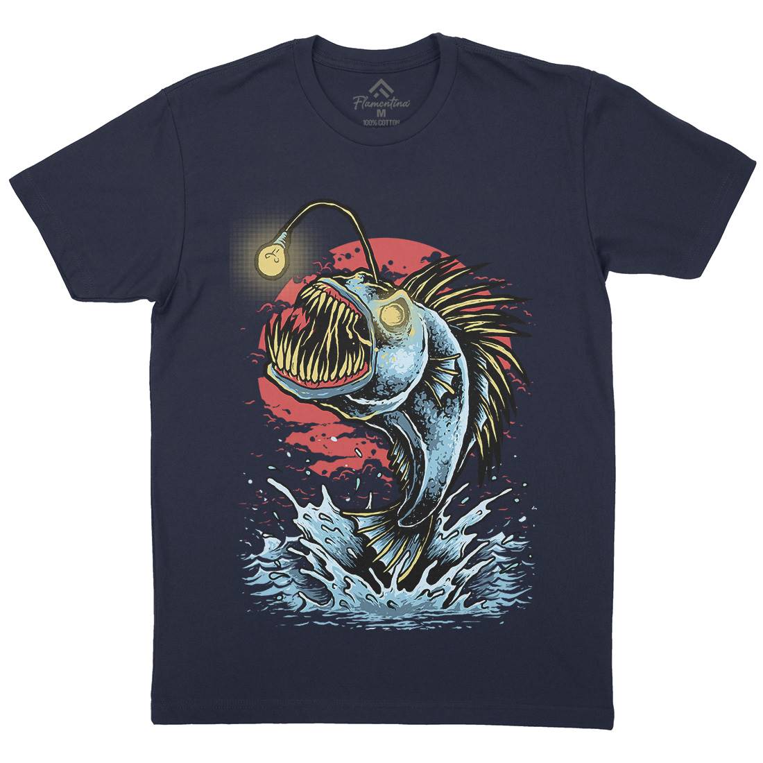 Fish Monster Mens Organic Crew Neck T-Shirt Horror D031