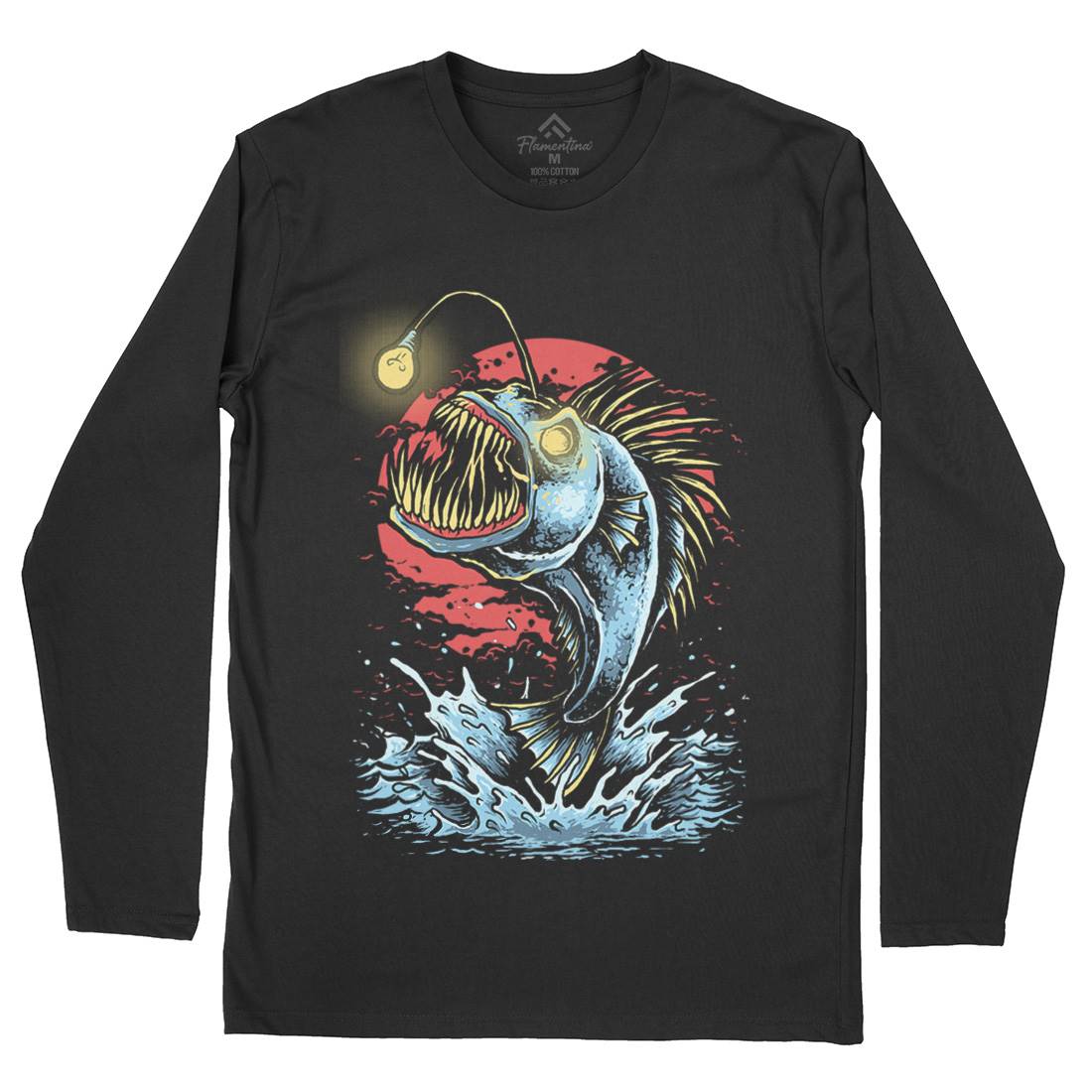 Fish Monster Mens Long Sleeve T-Shirt Horror D031