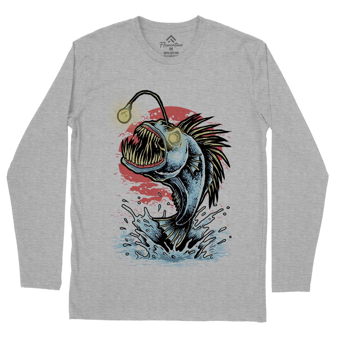 Fish Monster Mens Long Sleeve T-Shirt Horror D031